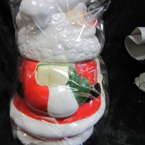 VINTAGE 70'S TO 90'S SHARE THE JOY BRAND CERAMIC MR SANTA COOKIE JAR W/ORIG PKG - Picture 8 of 10